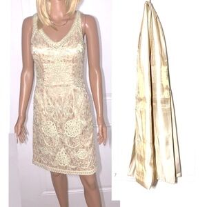 Sue Wong Crochet Cocktail Dress with matching Wrap size 2